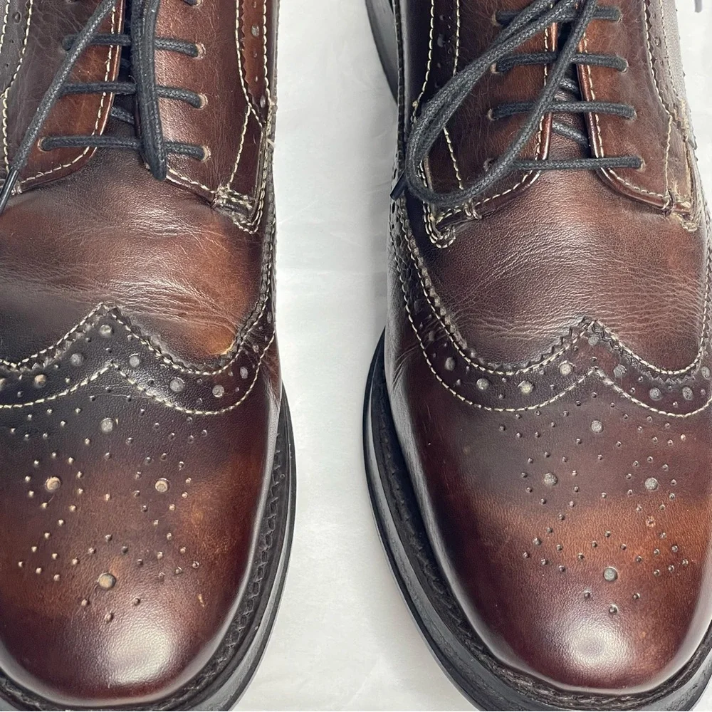 Ted Baker Chorlten Burnished Leather Wingtip Shoes Brogues Brown Men's Size 10